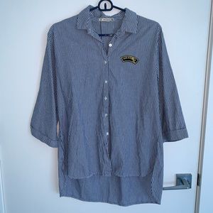 Pull & Bear Patch Asymmetrical Button Shirt